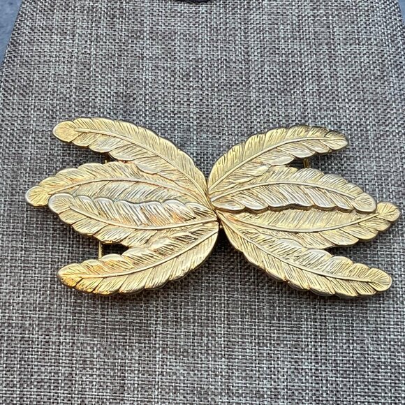 DIY Vintage Leaf Belt Buckle 4.5 In Gold Clasp Accessory Intricate Elegant Retro main image 7